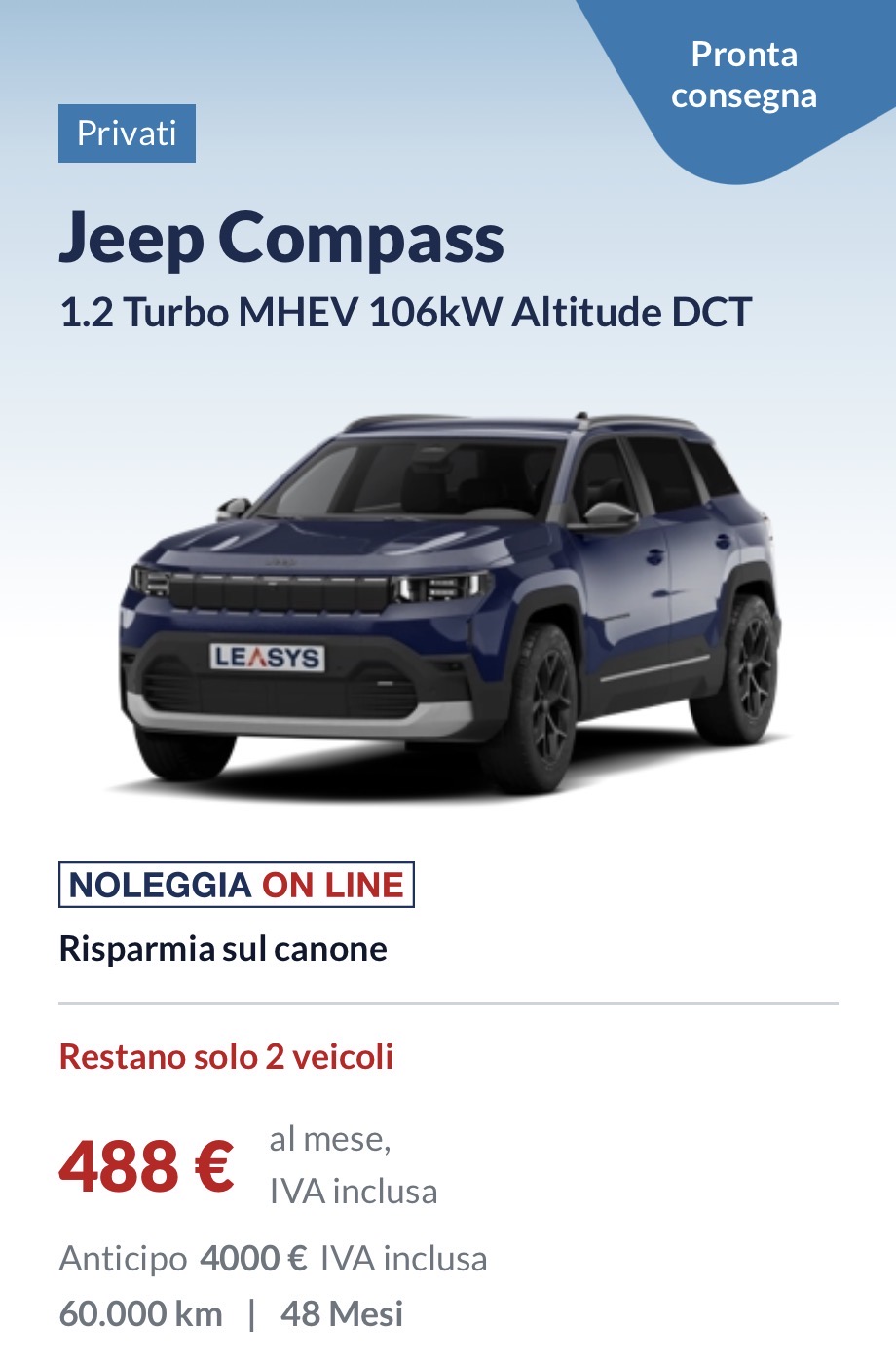 Jeep Compass 1.2 turbo MHEV 144cv Altitude DCT